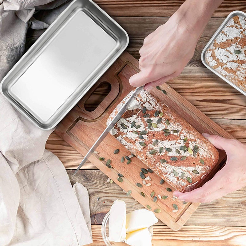 TeamFar Loaf Pans for Baking Bread, 9 Ã— 5 Inch Stainless Steel Loaf Bread Pans Tins for Homemade Brownies, Healthy & Sturdy, Oven & Dishwasher Safe - Set of 2 - Image 4